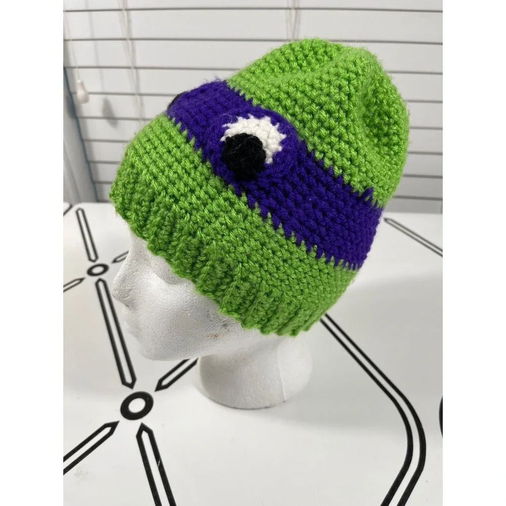 Teenage Mutant Ninja Turtles Beanie‎ Hat Crochet Green Purple Kids